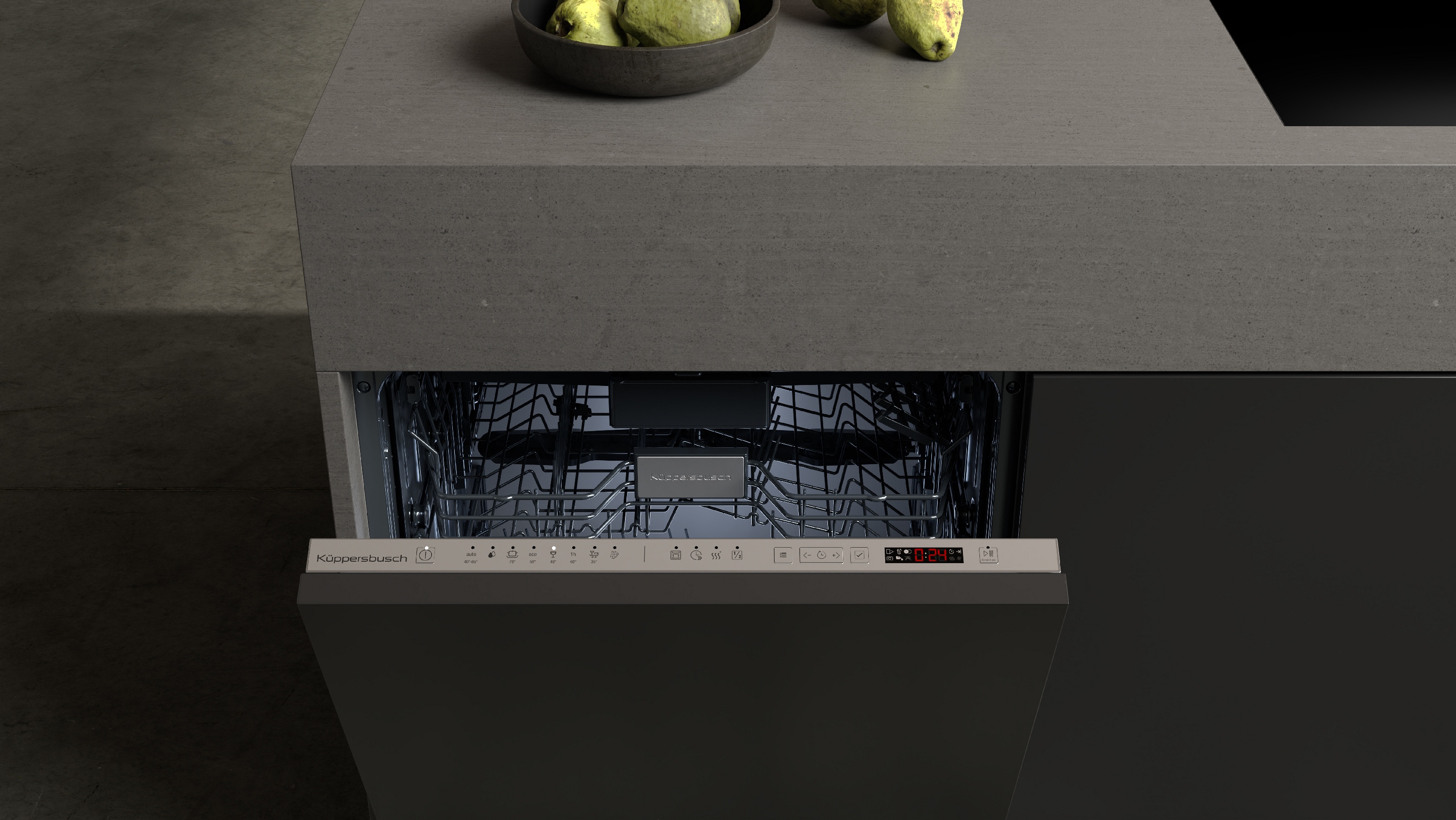 Küppersbusch Geschirrspüler Graphite Line  Designlinie geöffnet